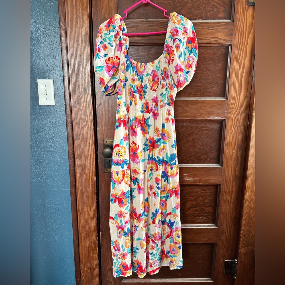 Piper and Scoot The Fernando Smocked Floral Dress in Ivory Large